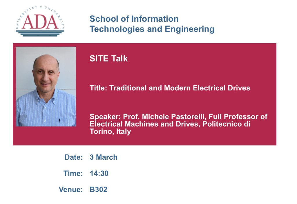 SITE Talk flyer: Electrical Drives